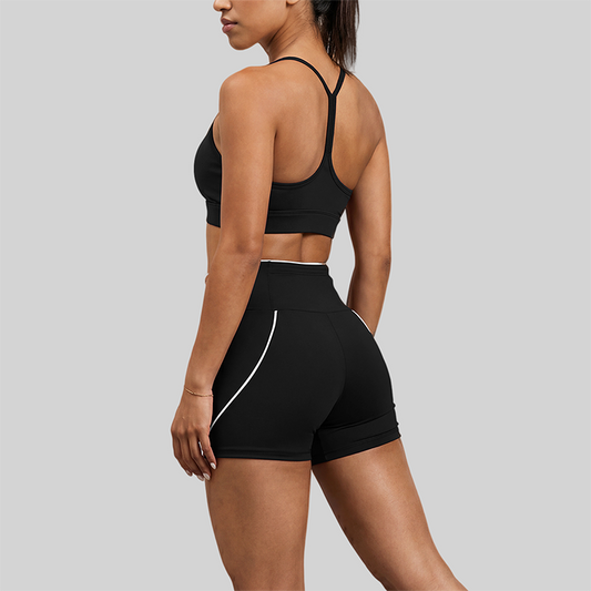 Wholesale Women Color-Block Y-Shape Back Bare-Feel Tank Top & Shorts Set (Pre-sale)