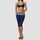 Wholesale Women's Polka Dot & Stripe Yoga Set Halter Neck Sports Bra & Capri Pants w/ Chest Pad