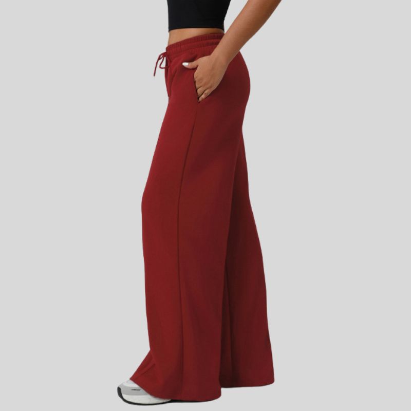 High-waisted drawstring wide-leg sweatpants
