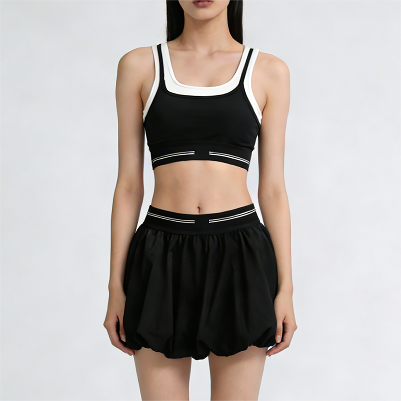 High-Elastic Quick-Dry Beautiful Back Bra + Tennis Skirt 2-Piece Set