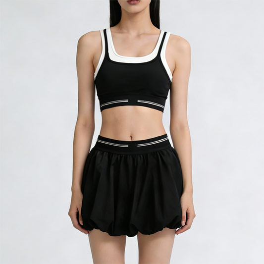 High-Elastic Quick-Dry Beautiful Back Bra + Tennis Skirt 2-Piece Set