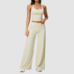 Wholesale Seam-Detail Cropped Vest & Hip-Lifting Wide-Leg Pants Set