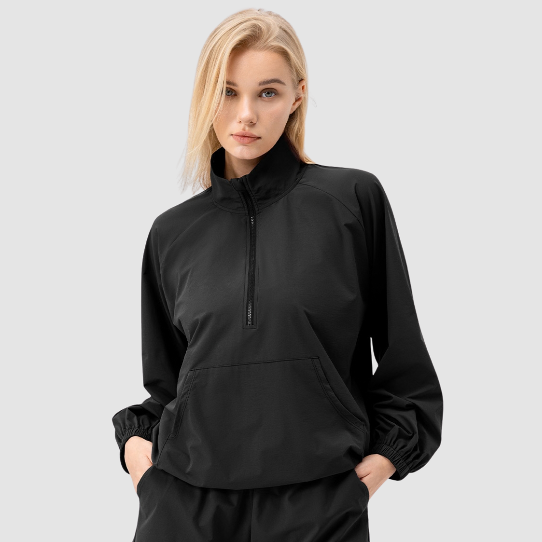 Wholesale Women's Loose Stand-Collar Half-Zip Sports Pullover