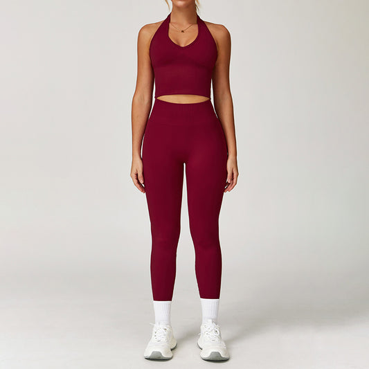Wholesale Seamless Halterneck Threaded Yoga Bra | Wonderxfans bulk activewear