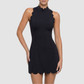 Wholesale Scallop-Hem Halter Tennis Dress with Built-In Safety Shorts – Naked-Feel Athletic Dress