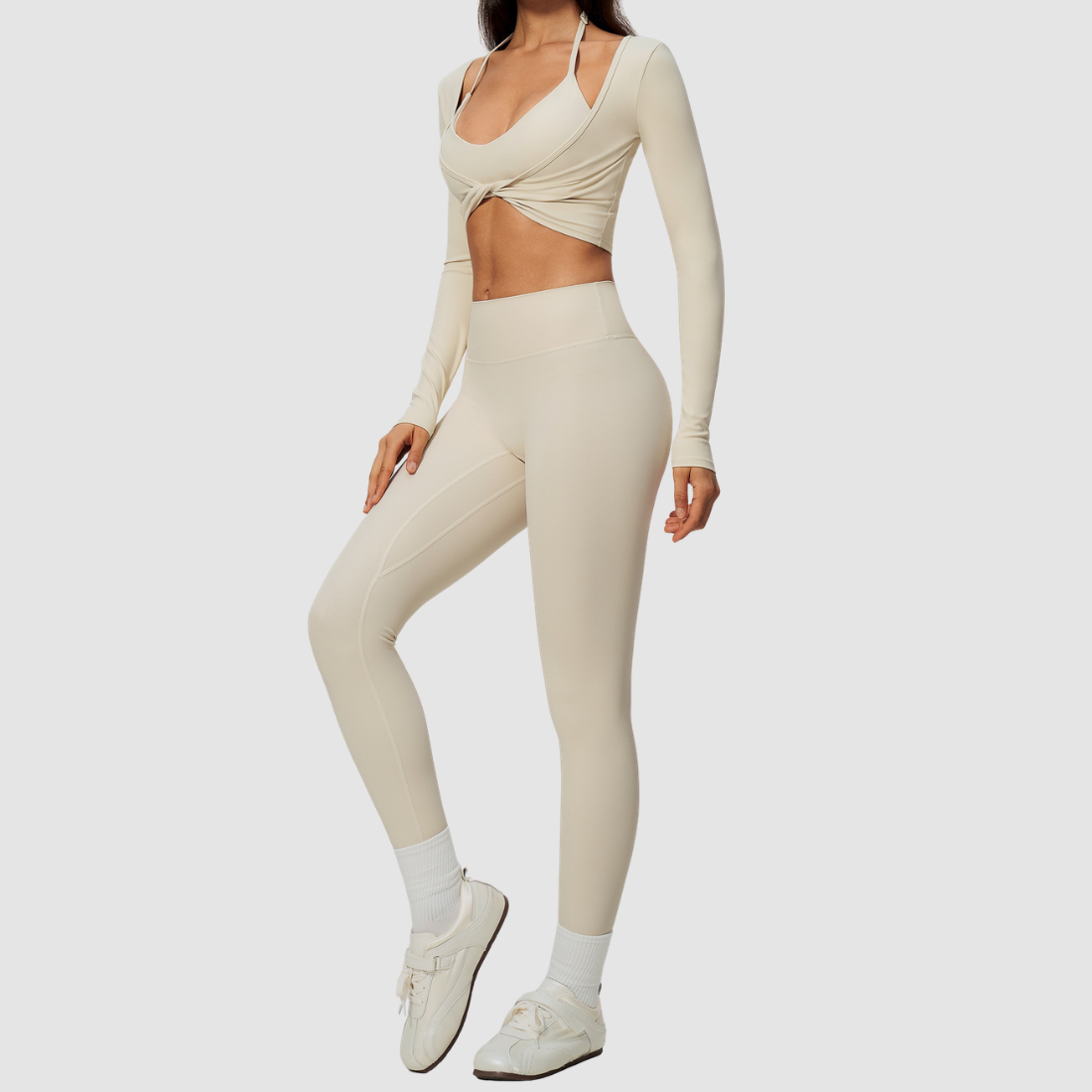 Wholesale Women's Activewear Brushed Bra, Long Pants & Long-Sleeve Top 3-piece Set