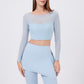 Faux Two-Piece Mesh Off-the-Shoulder Long-Sleeve Top