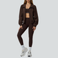 Racerback Sports Bra + high waist leggings +outdoor jacket 3-piece set
