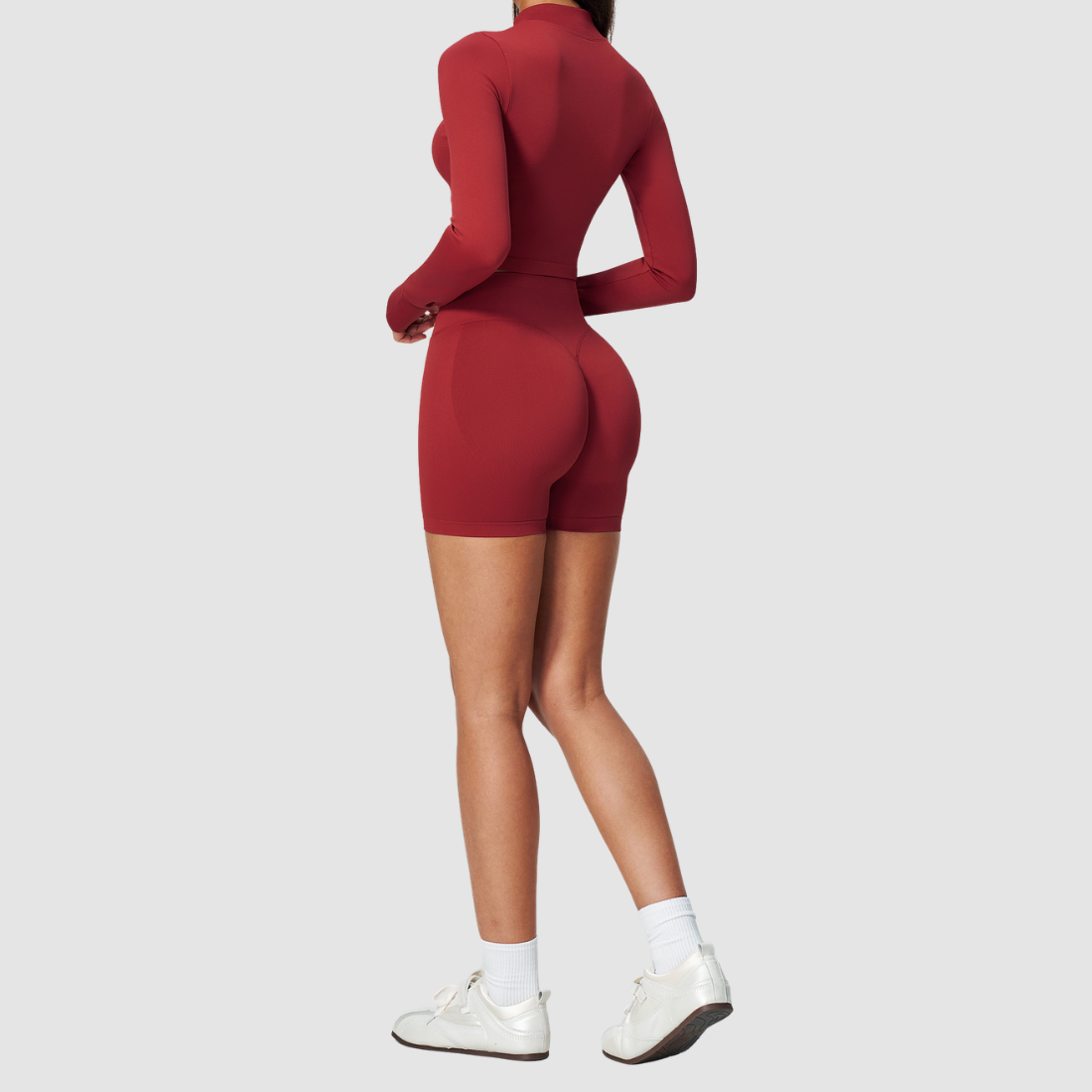 Wholesale Women's Stand-Collar Jacket & Yoga Shorts Set