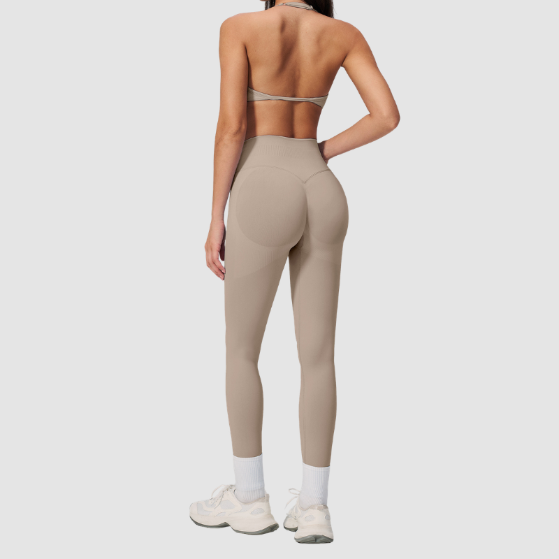 Wholesale Women's Seamless Sports Bra and Leggings Set – Open-Back Yoga Set