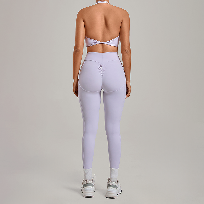 Wholesale Zipper Tank Top+Highlighted Legging 2-piece Set