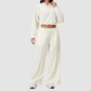Wholesale Women's UPF50+ Sun Protection Hoodie Jacket + Wide-Leg Pants Set – Colorblock Outdoor Running Sportswear