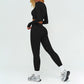 Slim-fitting long-sleeved top + tight-fitting athletic leggings 2-piece set