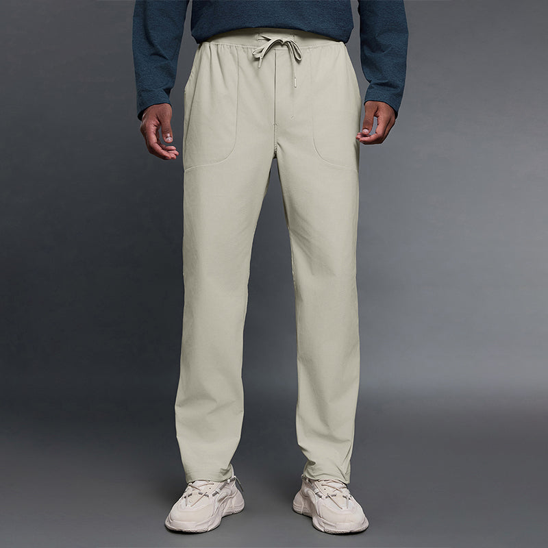 Elastic Waist Straight Leg Casual Pants