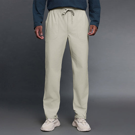 Elastic Waist Straight Leg Casual Pants