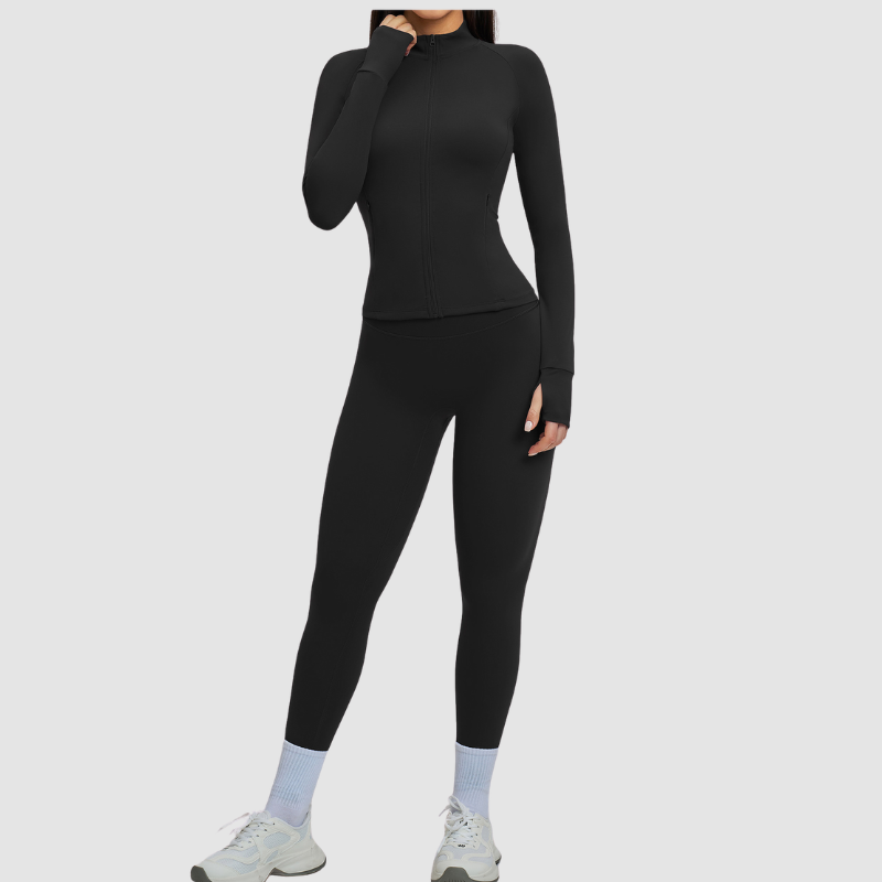 Wholesale women's zipper casual jacket+athletic leggings | Wonderxfans bulk activewear