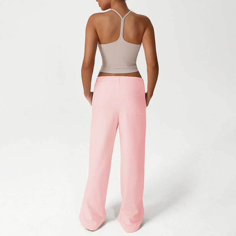 Thin Straps Crop Top + Loose Sports Pants 2-Piece Set