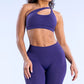 Slanted shoulder Sports Bra + High-waisted leggings 2-Piece Set