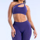 Slanted shoulder Sports Bra + High-waisted leggings 2-Piece Set