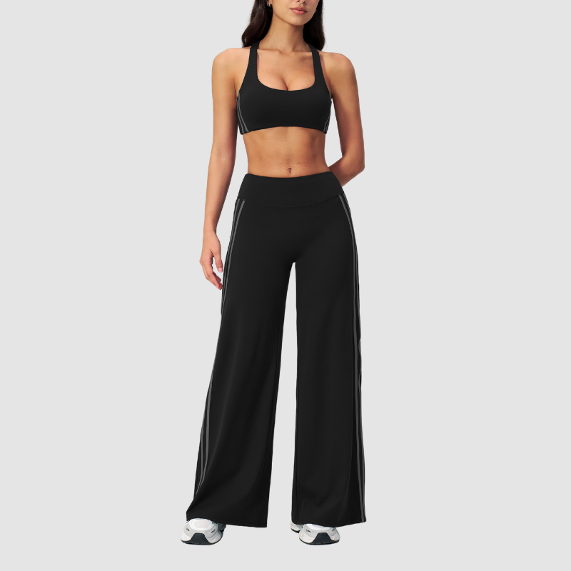 Nude-feel removable padded bra + high waist + high-waisted pants set