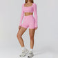 Seamless long sleeve Sports top + High-waisted shorts 2-Piece Set