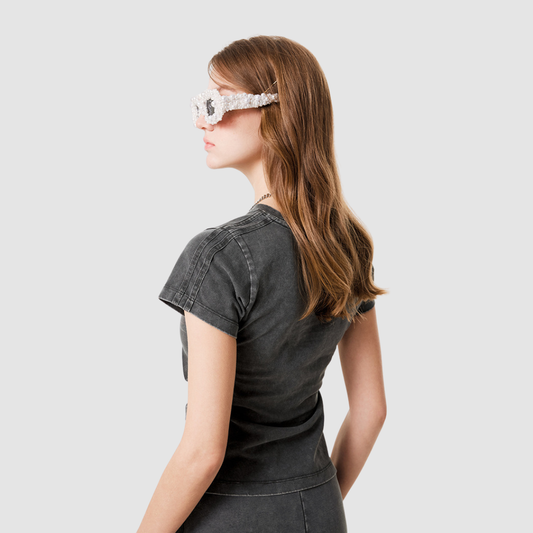 Wholesale Women’s Washed Fitted Crop Tee – Cotton Crew-Neck Short Sleeve