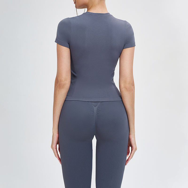 Wholesale solid color round-neck T-shirt + leggings