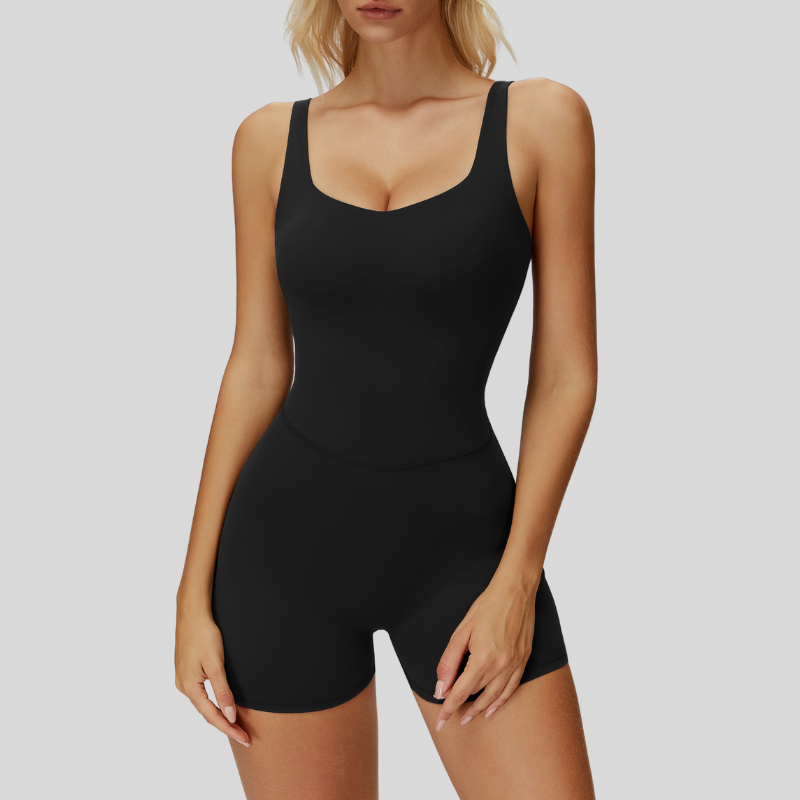 Shorts jumpsuit with cutout back