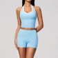 Wholesale Women's Bare-Feel Color-Block Tank Top & Shorts Set