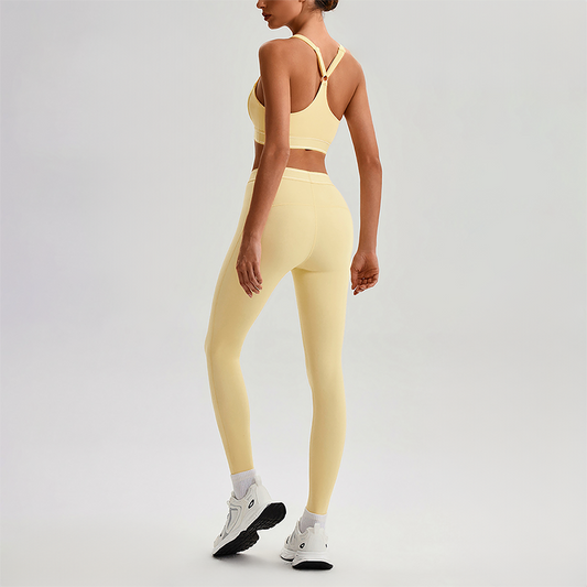 Wholesale Naked-Feel Sports Bra & High-Waist Biker Shorts Set – Quick-Dry Yoga 2-Piece