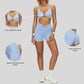 Removable breast sports bra+Sport shorts 2-piece set