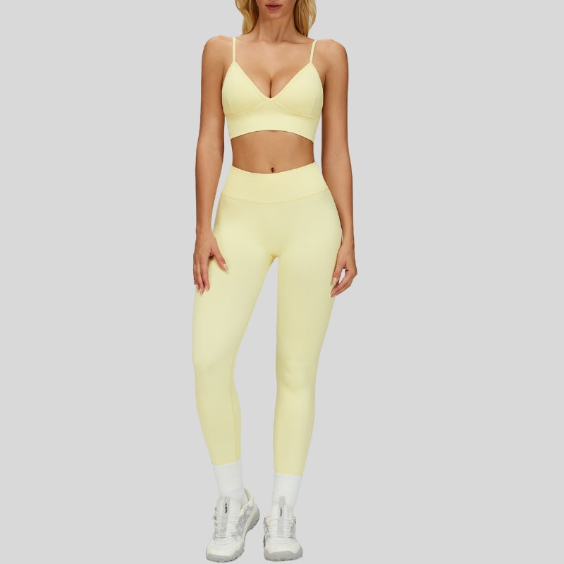seamless Sports Bra + High-waisted leggings 2-Piece Set