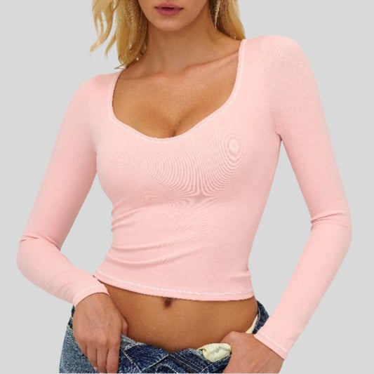 Wholesale Color-blocked long-sleeved sports top | Wonderxfans bulk activewear