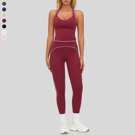 Wholesale Contrasting racerback tank top+High waisted | Wonderxfans bulk activewear