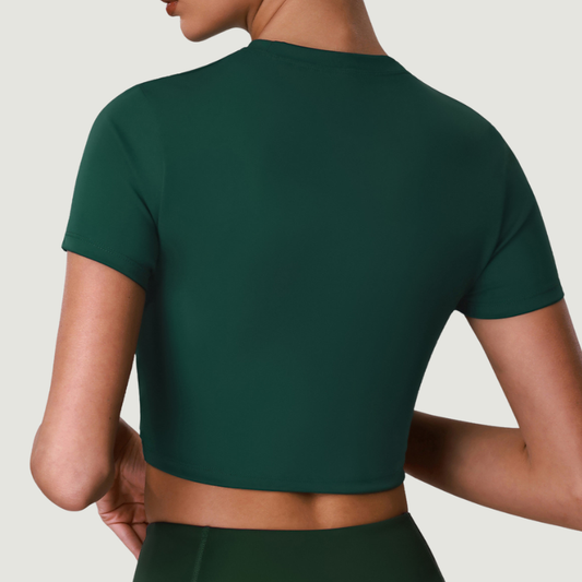 Wholesale Women's Quick-Dry Fitted Short Sleeve Crop Top – Breathable Workout Gym Activewear