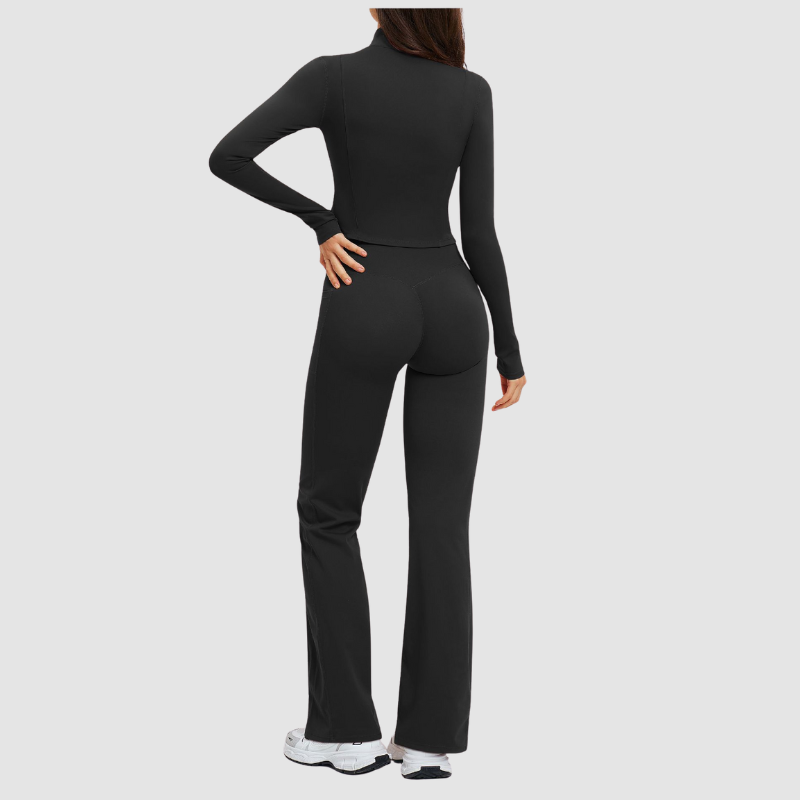 Wholesale solid color sports jacket + flared pants