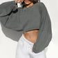 Washed Loose Fit Crop Top Sweatshirt