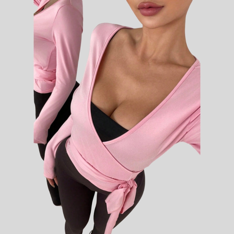 Women's slim fit top with long sleeves and straps