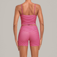 Wholesale Women's Activewear Retro Print Back-V Sleeveless Top & Leggings Yoga Set