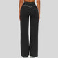 High-waisted contrasting loose wide-leg pants