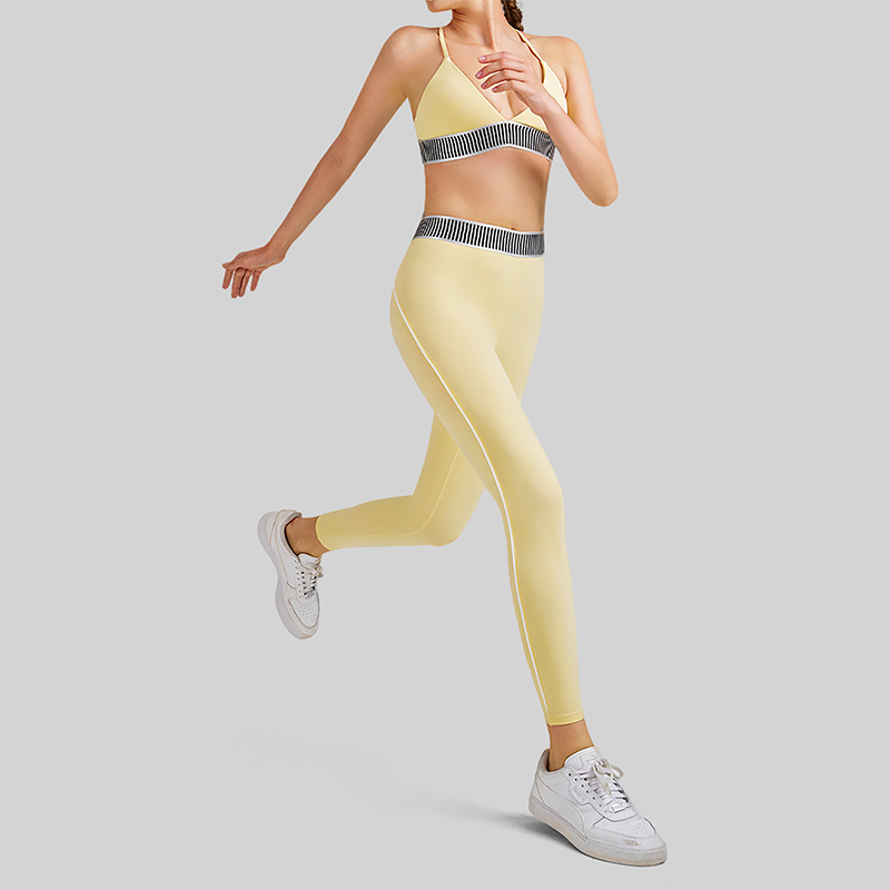 Wholesale Women's Cross-Back Sports Bra & High-Waist Leggings Set – Tummy Control Yoga Set