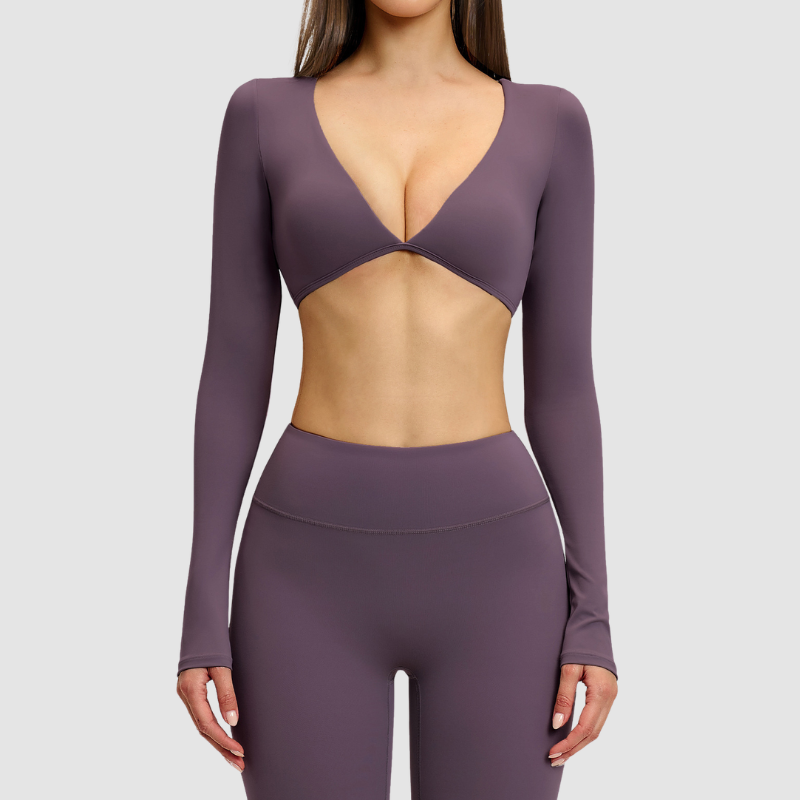 Wholesale Long Sleeve V-Neck Fashion Short | Wonderxfans bulk activewear