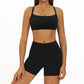 Thin straps Sports Bra + High-waisted shorts 2-Piece Set