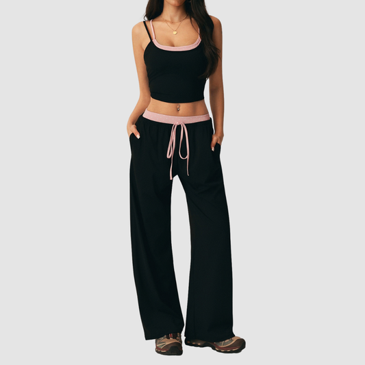 Wholesale Women's Polka-Dot Camisole & Wide-Leg Pants Yoga Set