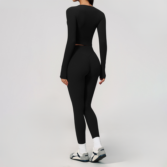 Wholesale Women's Cream-Feel Fleece Long Sleeve Top & High-Waist Leggings Set