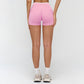 Women's contrasting color high-waisted athletic shorts
