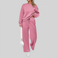 Wholesale Women's Long Sleeve Knit Sweatshirt & Wide-Leg Pants Set