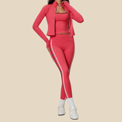 Wholesale Women's Sports Vest, Long Pants & Stand-Collar Jacket Yoga Set
