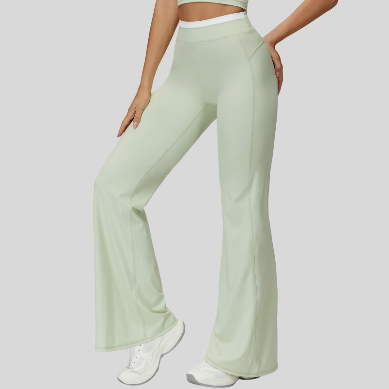 Contrast-colored sport slightly flared pants