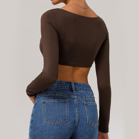 Wholesale Long-sleeved nude fast-drying tight top | Wonderxfans bulk activewear